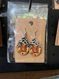 Highland Cow Sunflower Sublimation Teardrop Earrings
